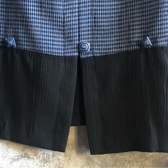 Vintage Darian Petites Blue Black Plaid Tunic Button Up Blouse Size 16P NWT - Picture 6 of 10